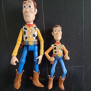 Lot of 2 Disney Toy Story Woody Figures – 13” & 9” – Sheriff Woody